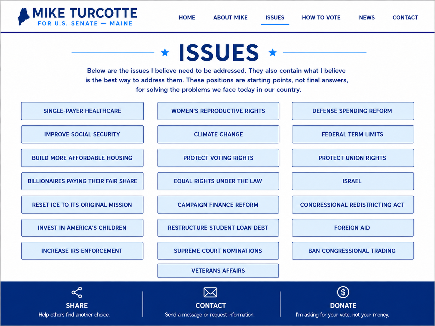 Issues campaign page